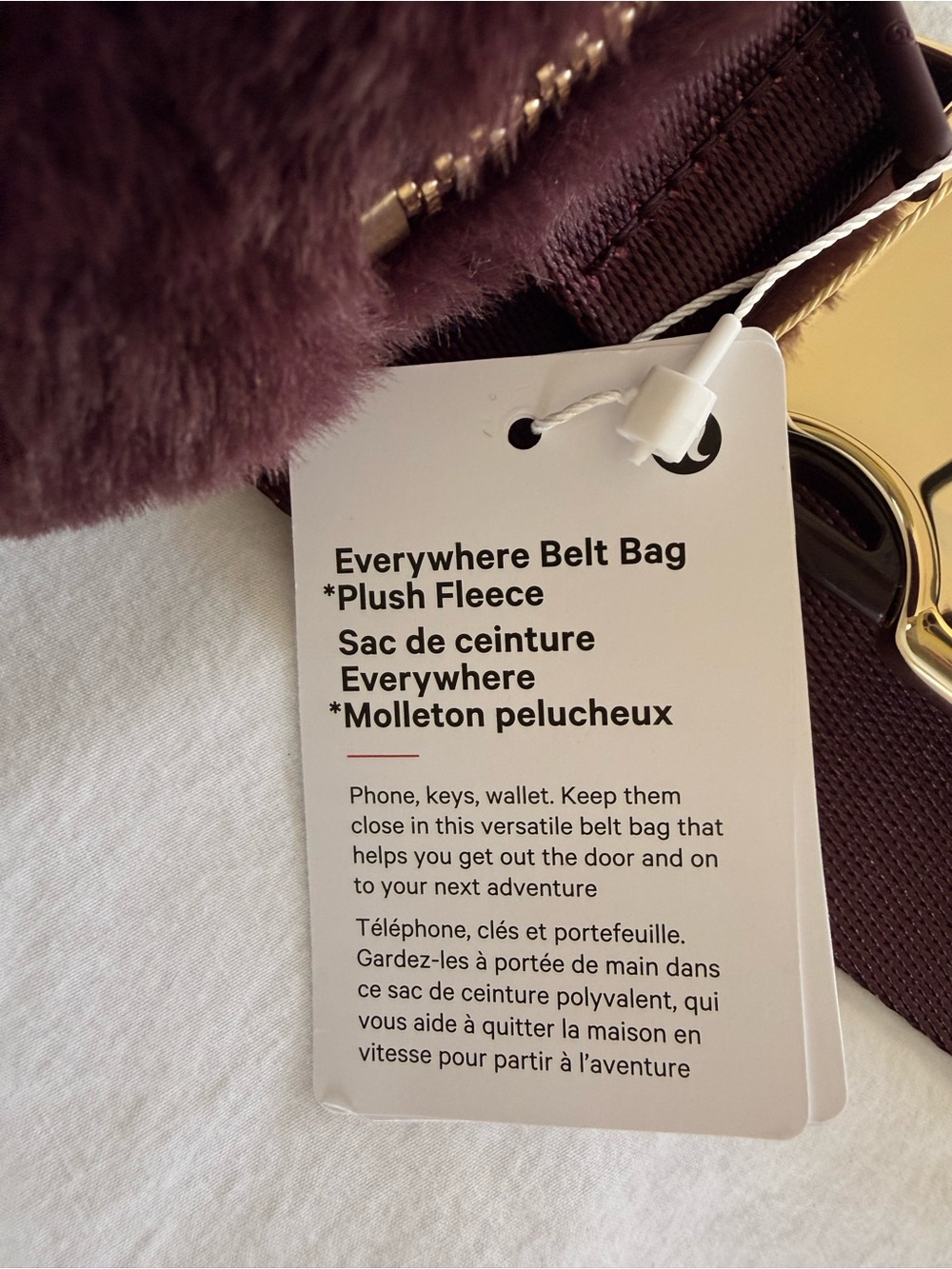 Lululemon maroon Faux-Fur Crossbody Bag with Gold Hardware - Picture 3 of 6
